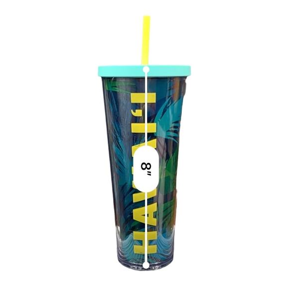 Starbucks Hawaii 24oz Cold Drink Cup Venti Blue Green Palm Tree Tropical Tumbler - Picture 8 of 15